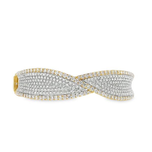 14 Karat Two-tone Gold Diamond Bangle Bracelet