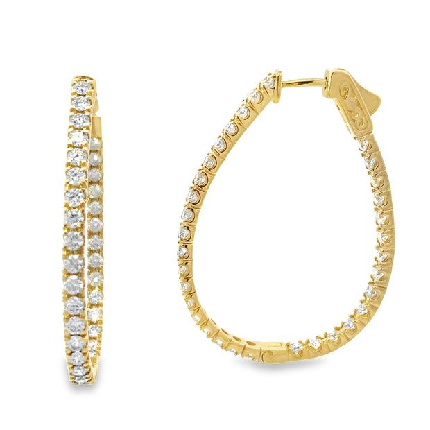 14 Karat Yellow Gold Diamond Inside Out Earrings