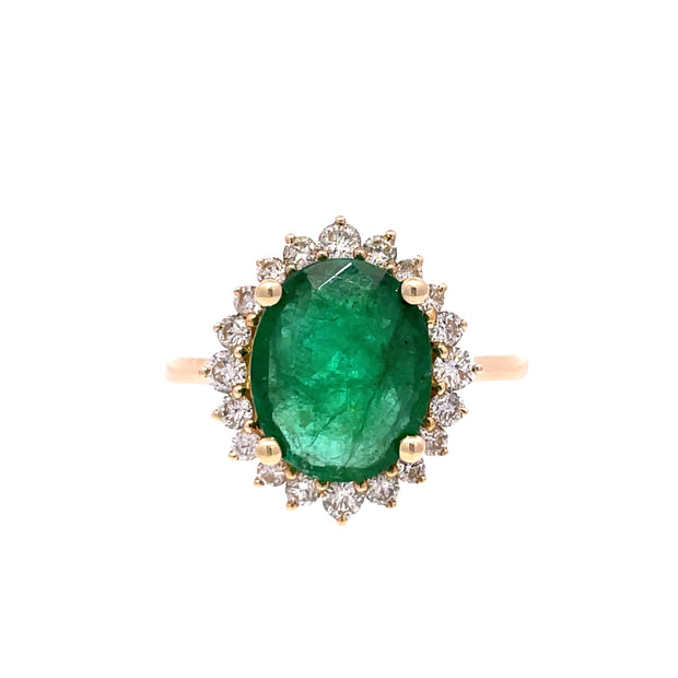 14 Karat Yellow Gold Emerald Ring