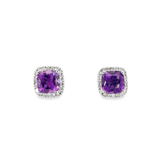 14 Karat White Gold Amethyst Earrings