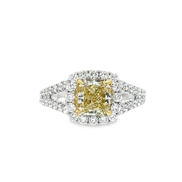 18 Karat White Gold Yellow Diamond Fashion Ring