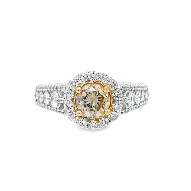 14 Karat White Gold Cognac Diamond Fashion Ring