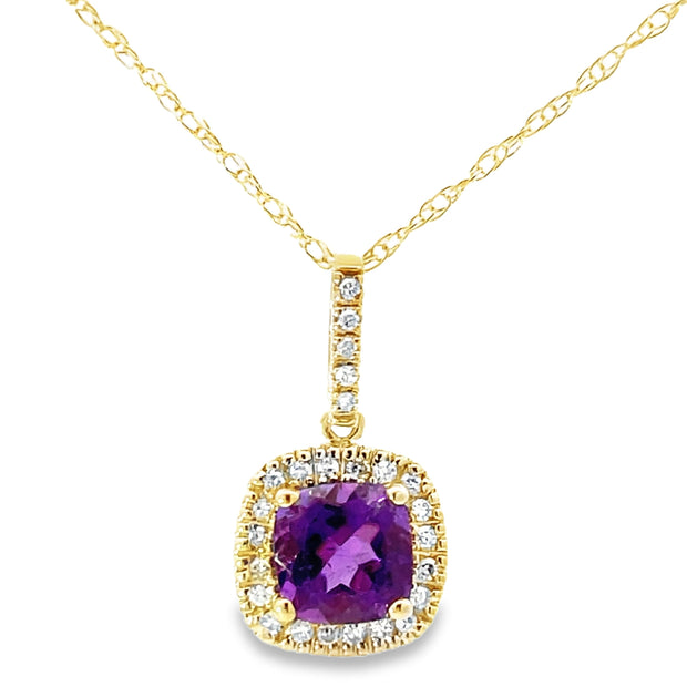 14 Karat Yellow Gold Amethyst Pendant