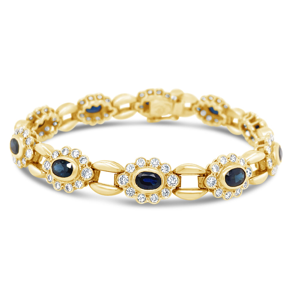 Vintage 18k Gold Sapphire Bracelet Natural Blue Sapphire - Etsy UK