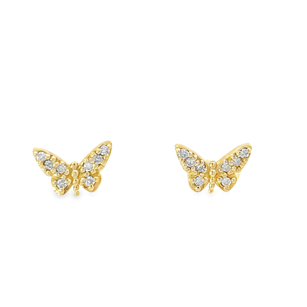 14 Karat Yellow Gold Diamond Butterfly Earrings