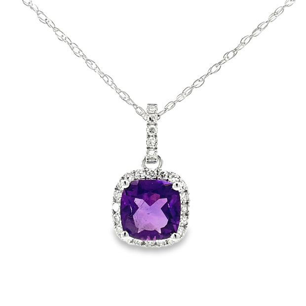 14 Karat White Gold Amethyst Pendant