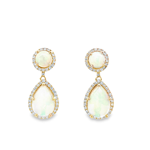 14 Karat Yellow Gold Opal Earrings