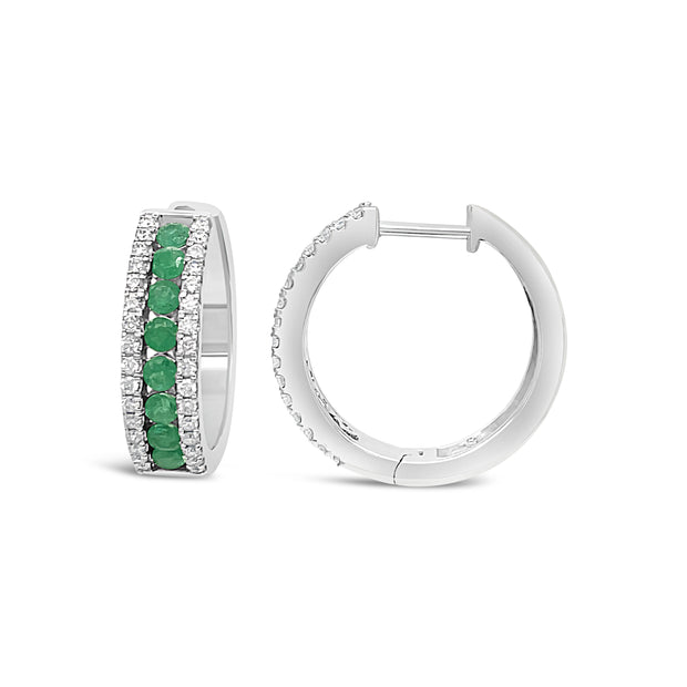 14 Karat White Gold Emerald Earrings