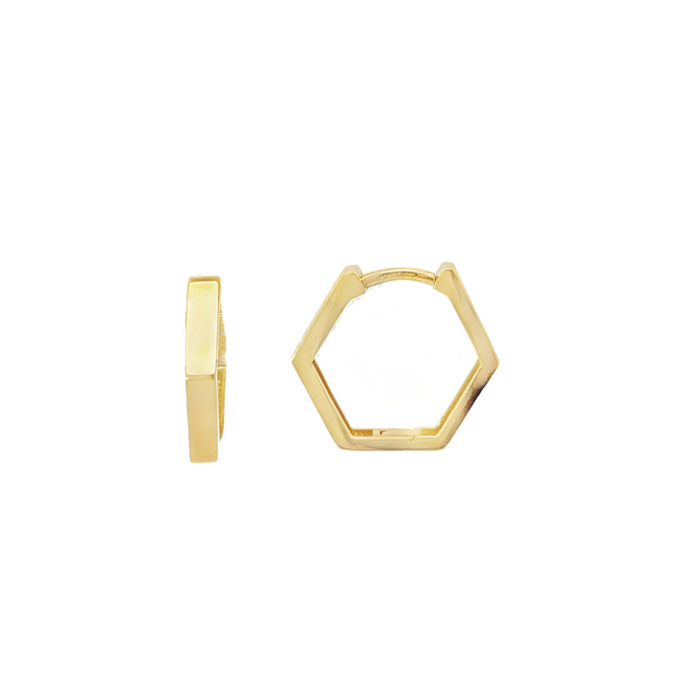 14 Karat Yellow Gold "Belladonna" Hexagon Hoop Earrings