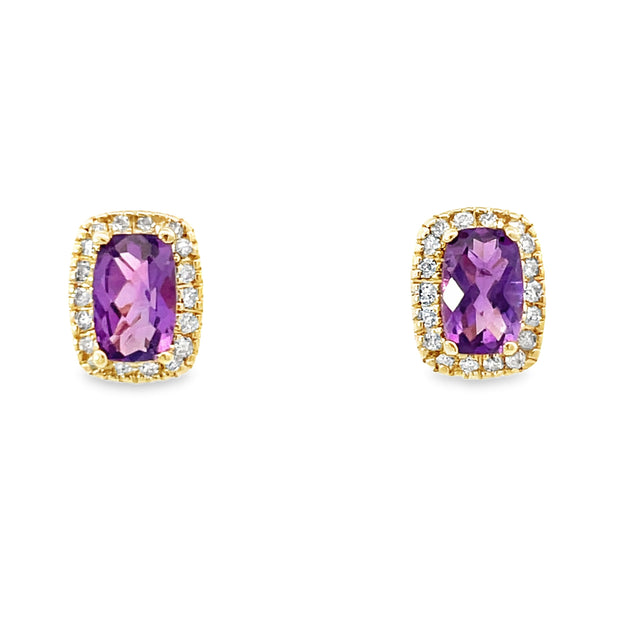 10 Karat Yellow Gold Amethyst Earrings