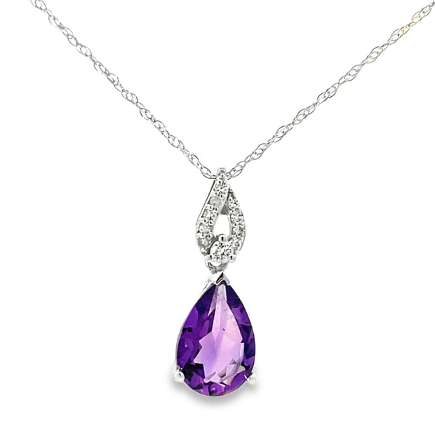 14 Karat White Gold Amethyst Pendant