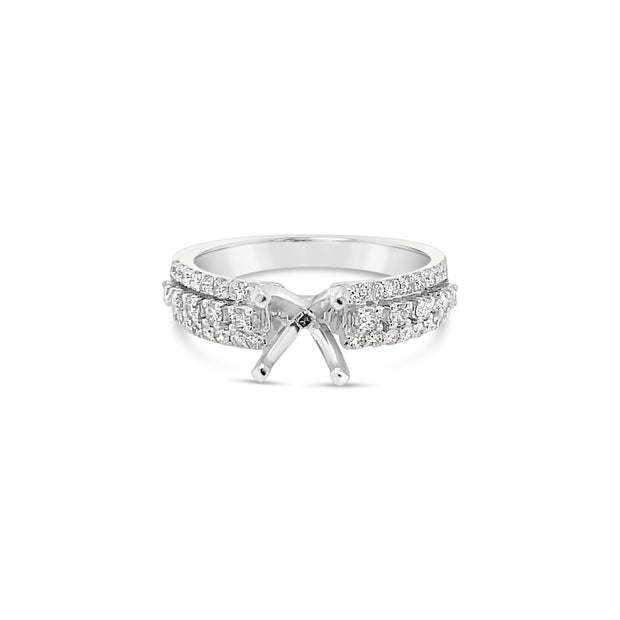 14 Karat White Gold Diamond Semi-Mount Ring