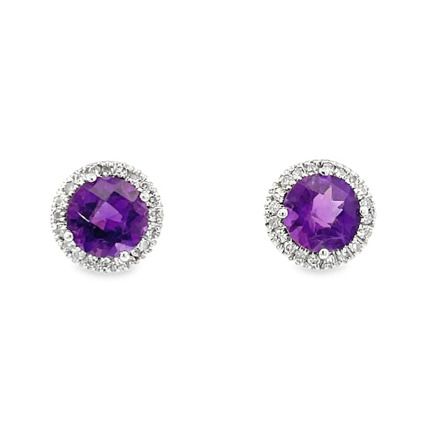 10 Karat White Gold Amethyst Earrings