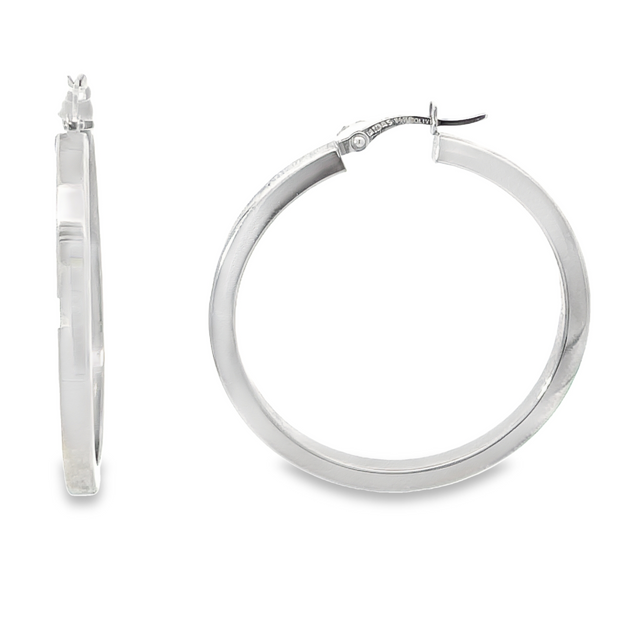 14 Karat White Gold "Harleigh" Hoop Earrings