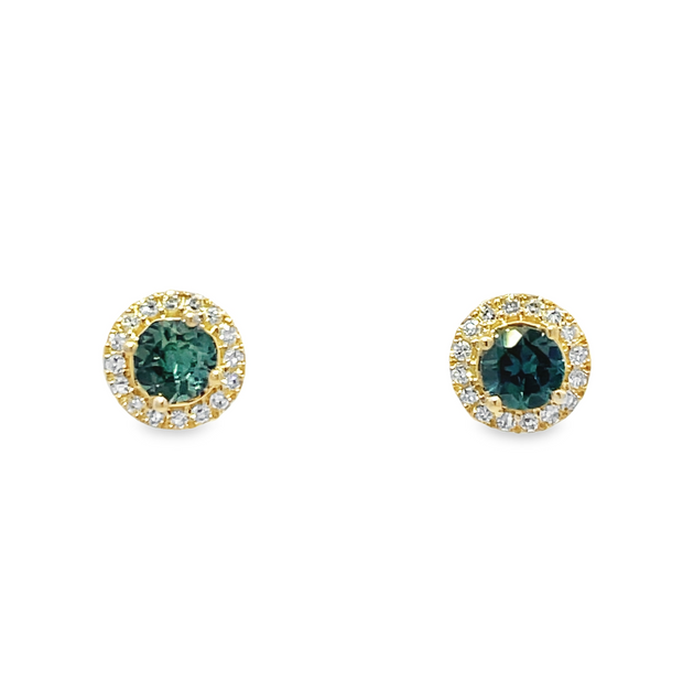 10 Karat Yellow Gold Round Sapphire Earrings