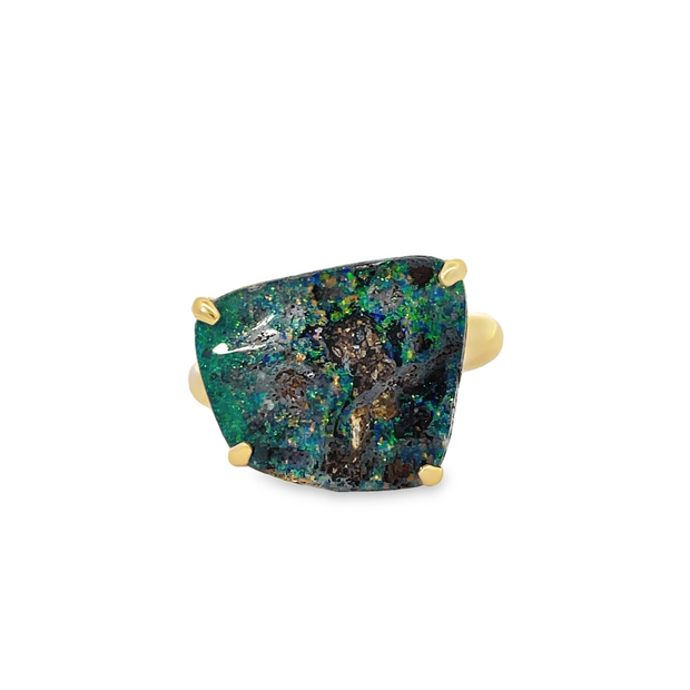 14 Karat Yellow Gold Boulder Opal Ring