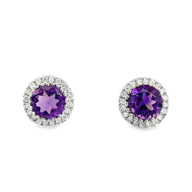 14 Karat White Gold Amethyst Earrings