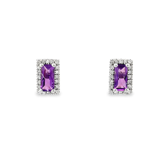 10 Karat White Gold Amethyst Earrings