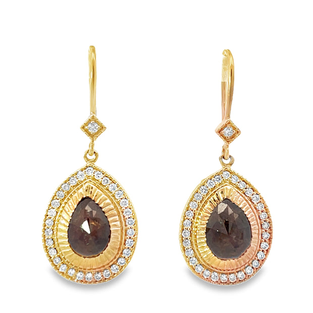 18 Karat Rose Gold Diamond Earrings