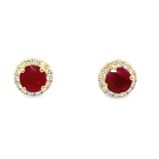 14 Karat Yellow Gold Ruby Earrings