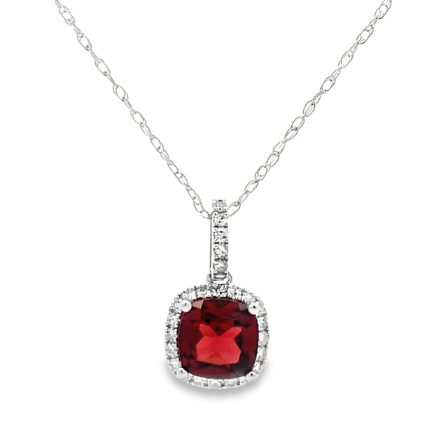 14 Karat White Gold Garnet Pendant