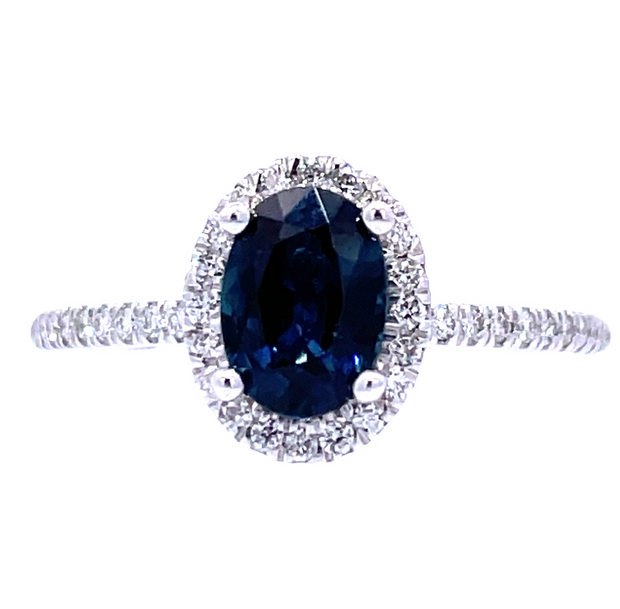 14 Karat White Gold Sapphire Ring