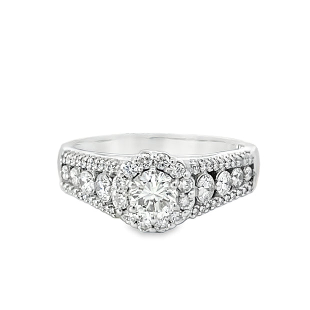 14 Karat White Gold Diamond Bridal Ring