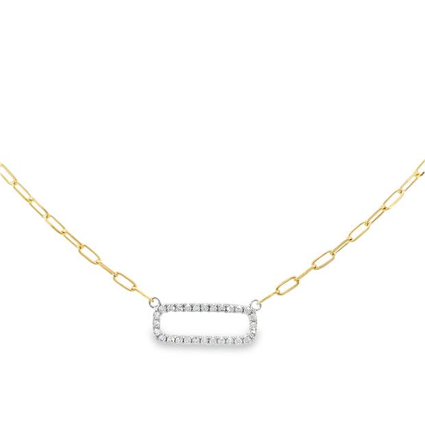 14 Karat Yellow Gold Diamond Paper Clip Necklace 0.19 TDW