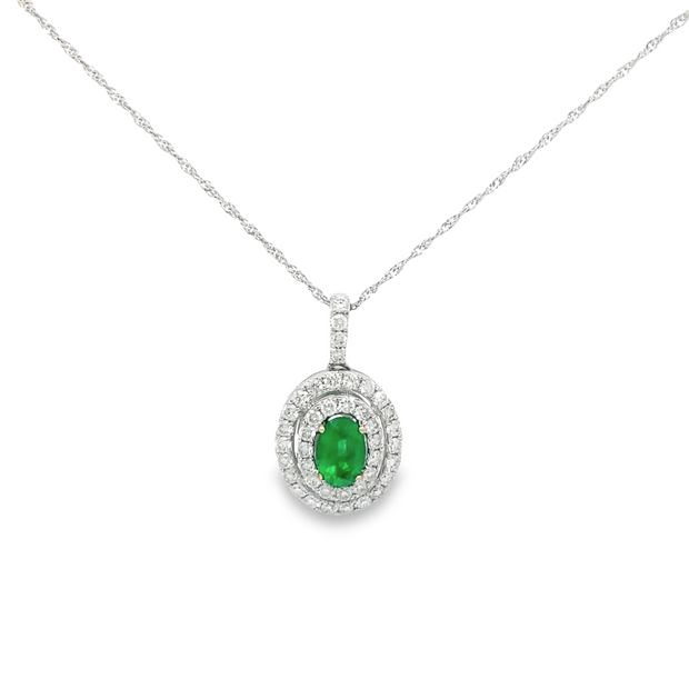 14 Karat White Gold Emerald Pendant