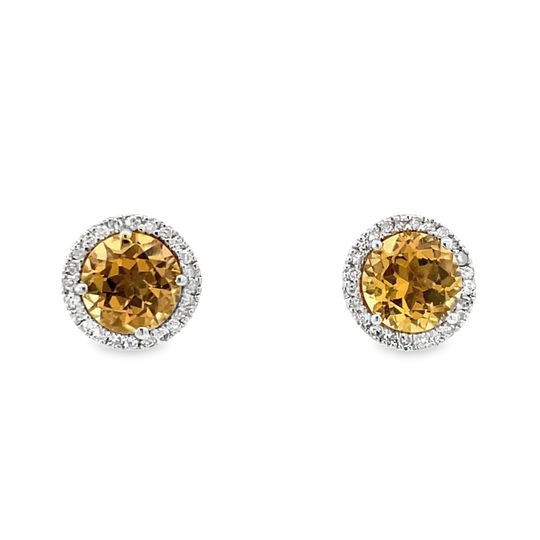 10 Karat White Gold Citrine Earrings