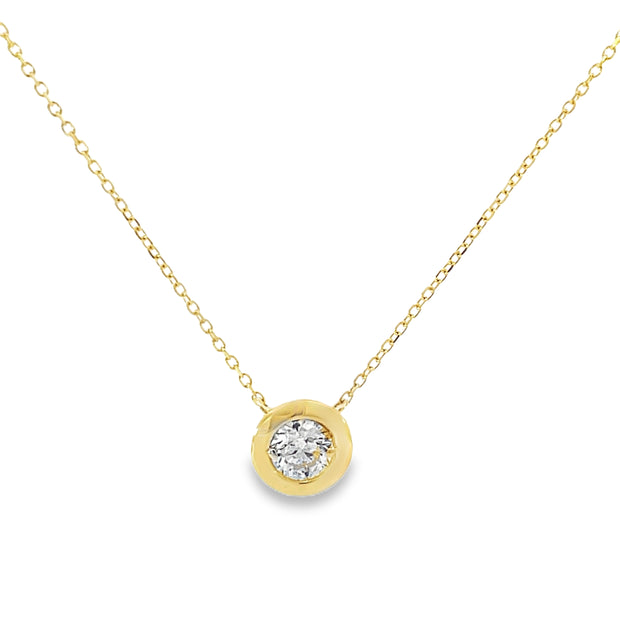 14 Karat Yellow Gold Diamond Bezel Necklace 0.41 TDW