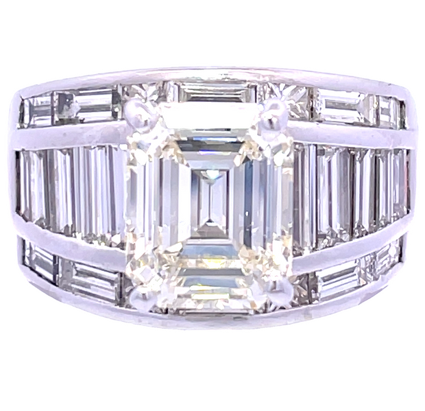 Platinum Emerald Cut Diamond Ring 6.61TDW