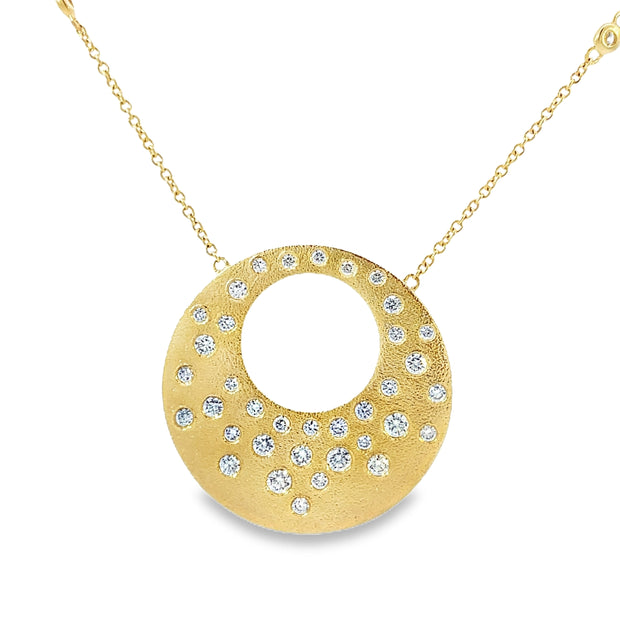 14 Karat Yellow Gold Diamond Necklace 0.87 TDW