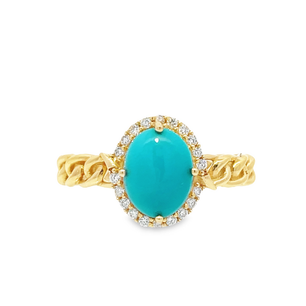 14 Karat Yellow Gold Turquoise Ring