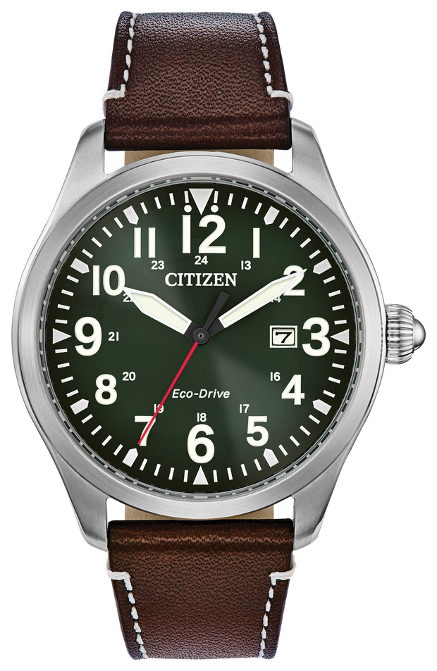 Citizen Garrison Watch with Dark Brown Leather Band