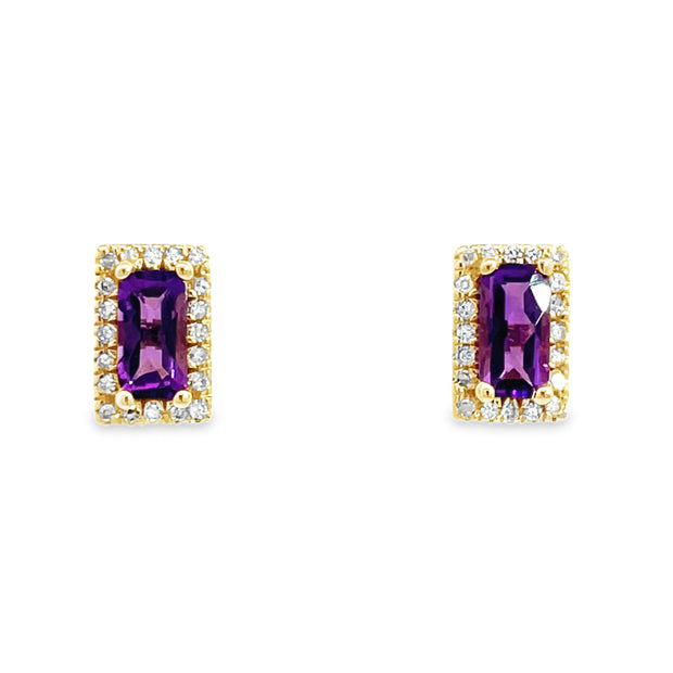 10 Karat Yellow Gold Amethyst Earrings