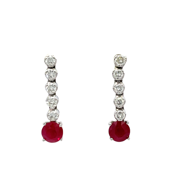 14 Karat White Gold Ruby Earrings