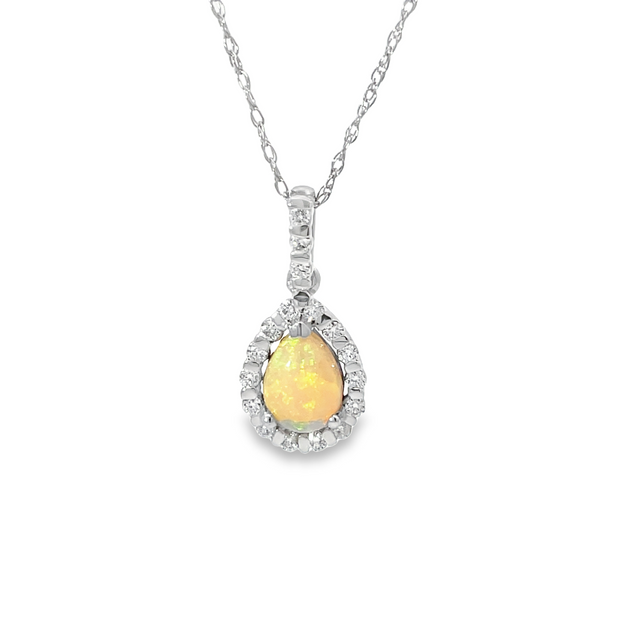 14 Karat White Gold Opal Pendant