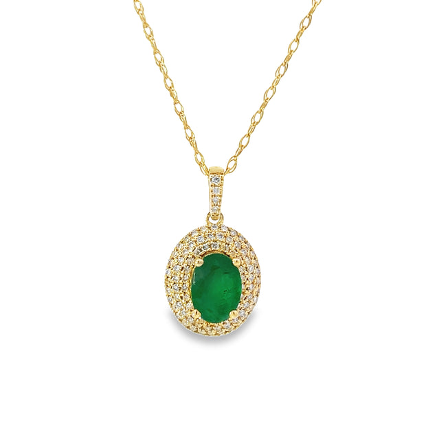 14 Karat Yellow Gold Emerald Pendant