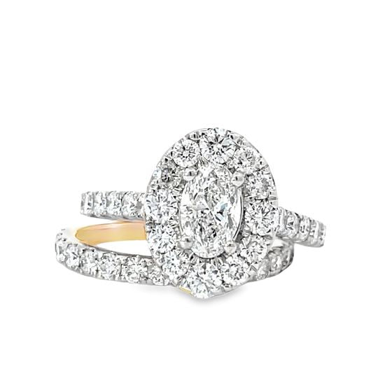 14 Karat Yellow Gold Oval Diamond Bridal Set 2.00TDW