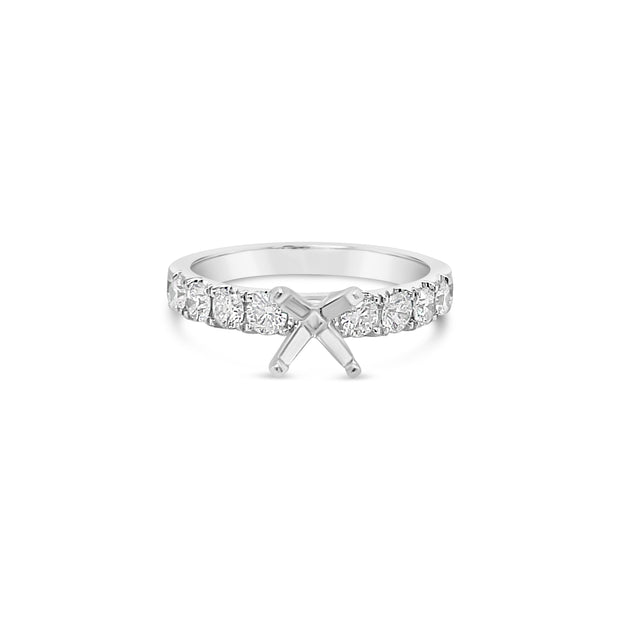 14 Karat White Gold Diamond Semi-Mount Ring
