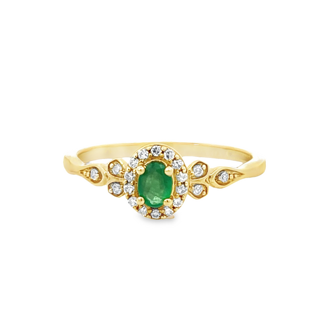 10 Karat Yellow Gold Oval Emerald Ring