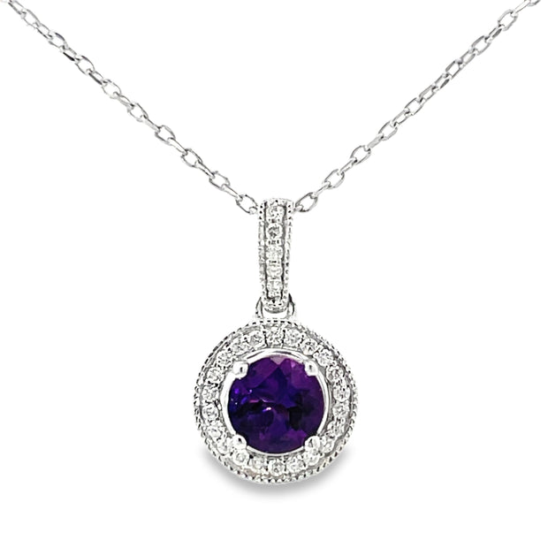 14 Karat White Gold Amethyst Pendant