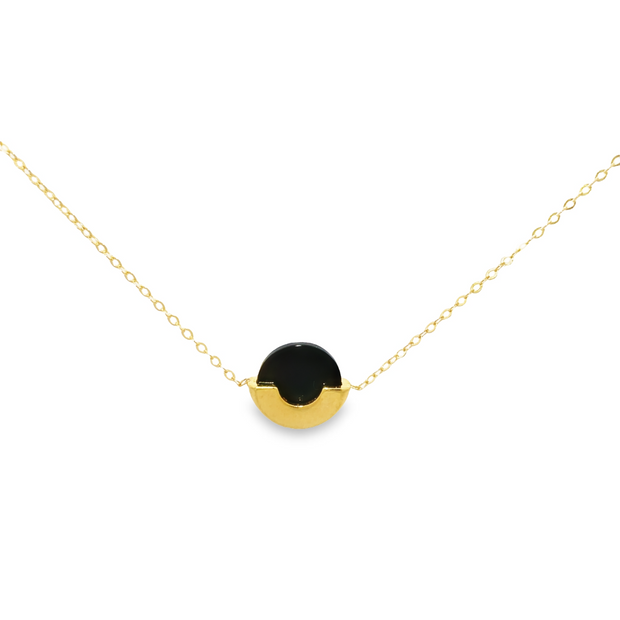 14 Karat Yellow Gold Onyx Necklace