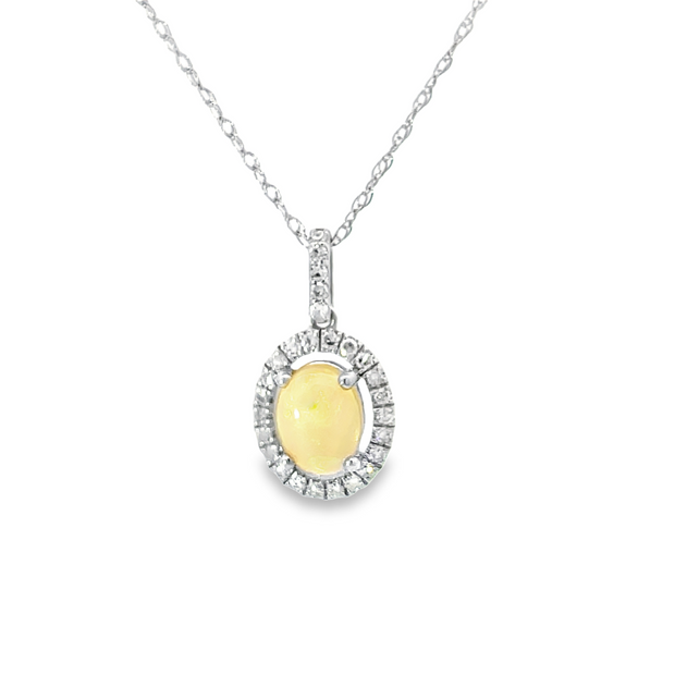 14 Karat White Gold Opal Pendant