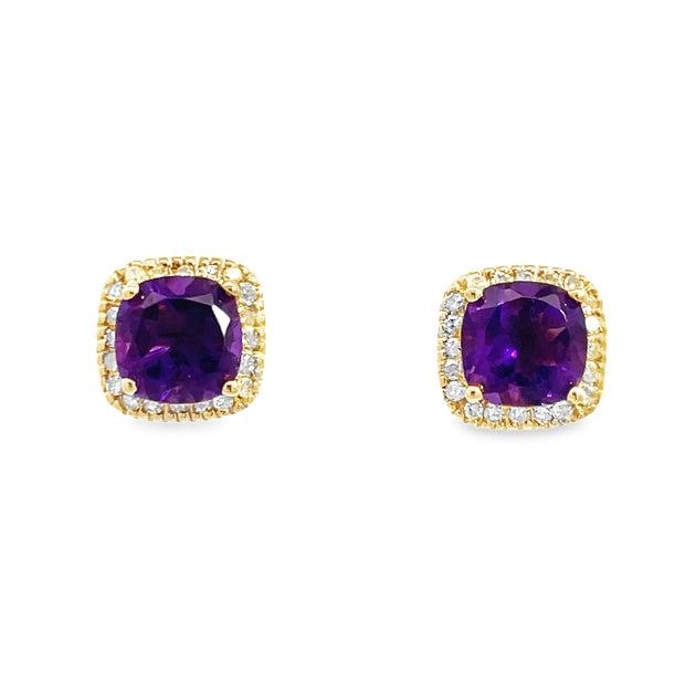 10 Karat Yellow Gold Amethyst Earrings