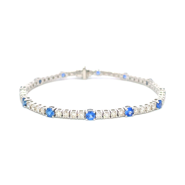 14 Karat White Gold Sapphire & Diamond Bracelet