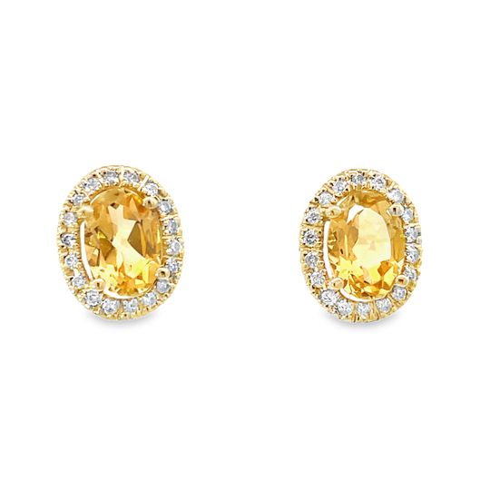 14 Karat Yellow Gold Citrine Earrings