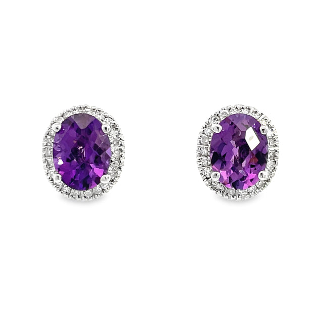 14 Karat White Gold Amethyst Earrings