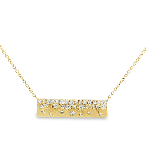 14 Karat Yellow Gold Diamond Confetti Bar Necklace 0.31 TDW